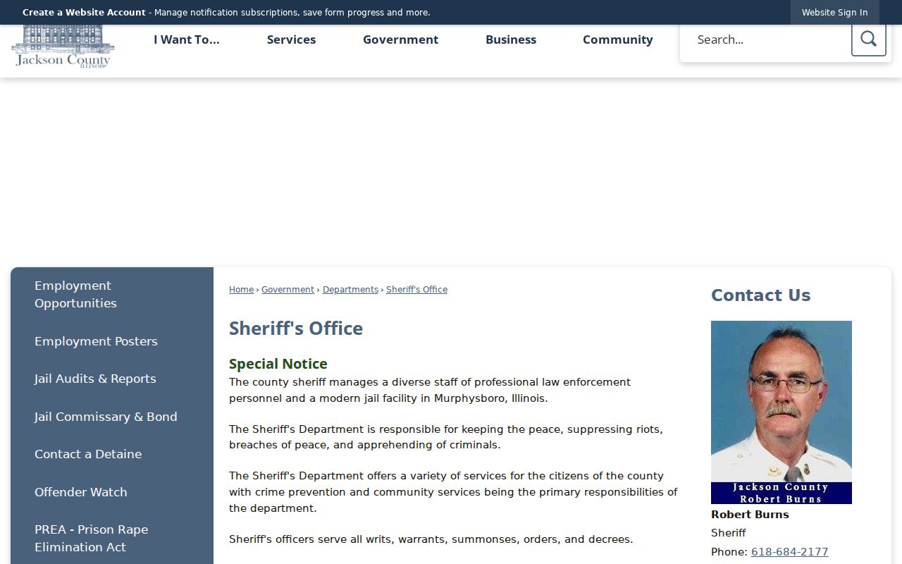 Jackson County criminal records at the Sheriff's Office